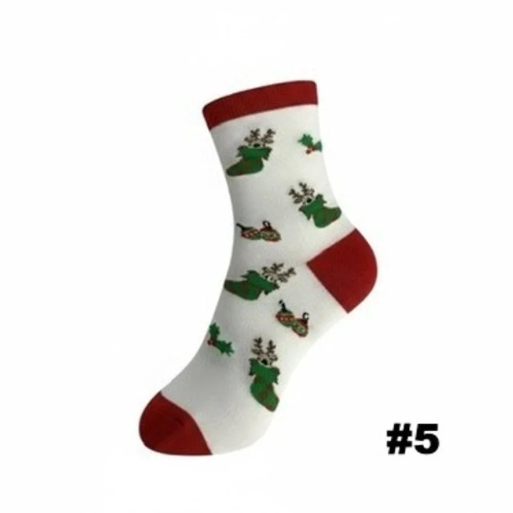 Calcetines Navideños Unisex De‎ Punto Tallas 5.5-8.5 Suaves Y Cómodos 5 Pares